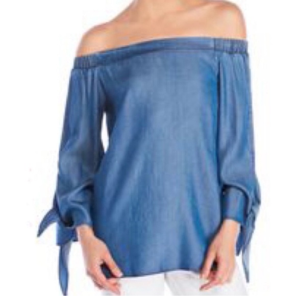 Philosophy Denim Blue Off-Shoulder Blouse - Picture 1 of 4